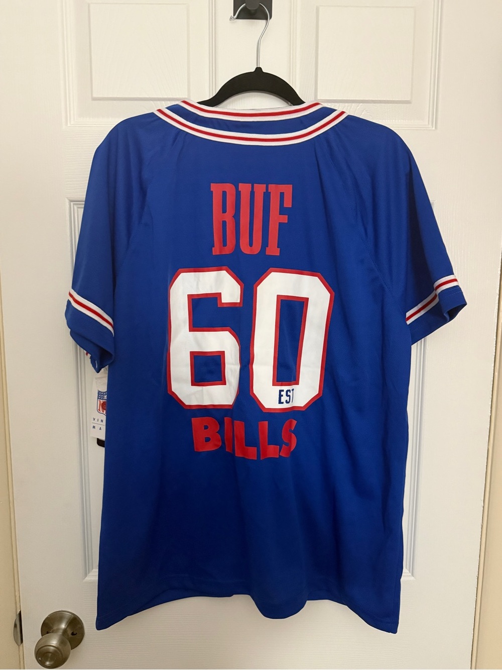 Blue Buffalo Bills Patch Button-Up Jersey with Red Accent - Picture 4 of 4